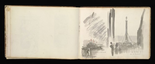 Sketchbook with manuscript notes Félix Bracquemond, Bracquemond, Félix, 1833-1914, pencil, pen, ink, and watercolor, ca. 1868