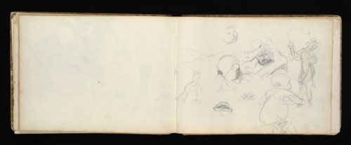 Sketchbook with manuscript notes Félix Bracquemond, Bracquemond, Félix, 1833-1914, pencil, pen, ink, and watercolor, ca. 1868