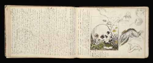 Sketchbook with manuscript notes Félix Bracquemond, Bracquemond, Félix, 1833-1914, pencil, pen, ink, and watercolor, ca. 1868
