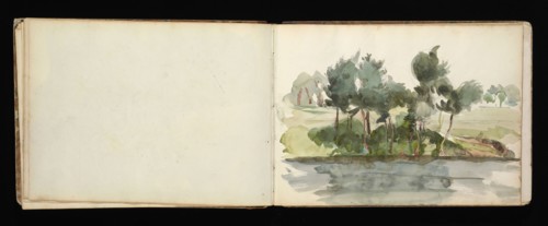 Sketchbook with manuscript notes Félix Bracquemond, Bracquemond, Félix, 1833-1914, pencil, pen, ink, and watercolor, ca. 1868