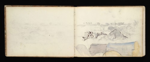 Sketchbook with manuscript notes Félix Bracquemond, Bracquemond, Félix, 1833-1914, pencil, pen, ink, and watercolor, ca. 1868