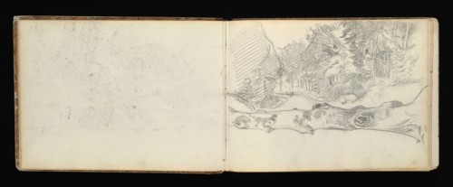 Sketchbook with manuscript notes Félix Bracquemond, Bracquemond, Félix, 1833-1914, pencil, pen, ink, and watercolor, ca. 1868
