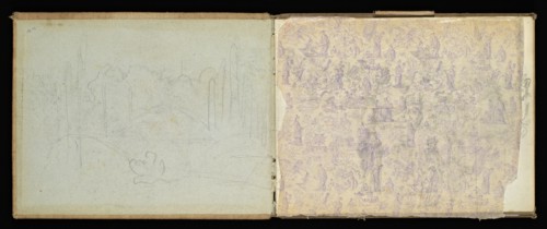Sketchbook, Preziosi, Amadeo, 1816-1882, pencil, gray wash, white heightening, 1875, The sketchbook by Maltese artist Preziosi
