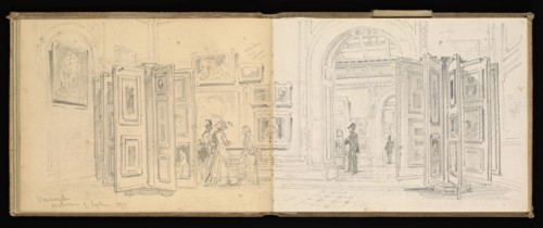 Sketchbook, Preziosi, Amadeo, 1816-1882, pencil, gray wash, white heightening, 1875, The sketchbook by Maltese artist Preziosi