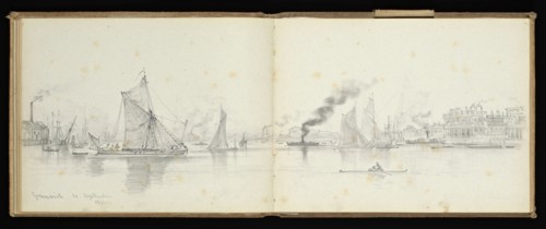 Sketchbook, Preziosi, Amadeo, 1816-1882, pencil, gray wash, white heightening, 1875, The sketchbook by Maltese artist Preziosi