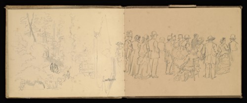 Sketchbook, Preziosi, Amadeo, 1816-1882, pencil, gray wash, white heightening, 1875, The sketchbook by Maltese artist Preziosi