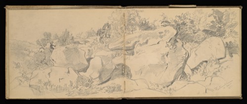 Sketchbook, Preziosi, Amadeo, 1816-1882, pencil, gray wash, white heightening, 1875, The sketchbook by Maltese artist Preziosi