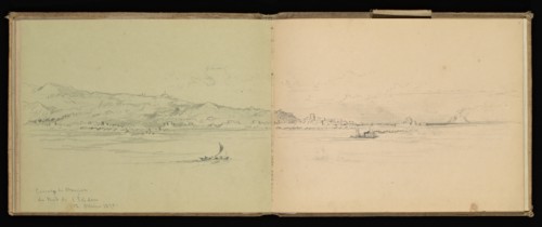 Sketchbook, Preziosi, Amadeo, 1816-1882, pencil, gray wash, white heightening, 1875, The sketchbook by Maltese artist Preziosi