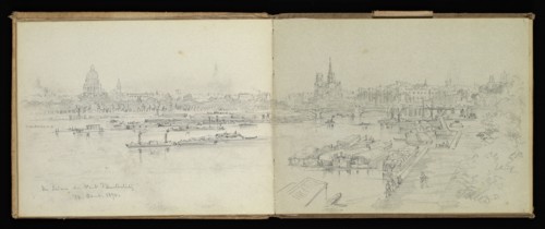 Sketchbook, Preziosi, Amadeo, 1816-1882, pencil, gray wash, white heightening, 1875, The sketchbook by Maltese artist Preziosi