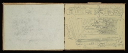 Sketchbook, Preziosi, Amadeo, 1816-1882, pencil, gray wash, white heightening, 1875, The sketchbook by Maltese artist Preziosi