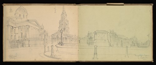Sketchbook, Preziosi, Amadeo, 1816-1882, pencil, gray wash, white heightening, 1875, The sketchbook by Maltese artist Preziosi