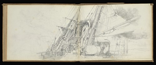 Sketchbook, Preziosi, Amadeo, 1816-1882, pencil, gray wash, white heightening, 1875, The sketchbook by Maltese artist Preziosi