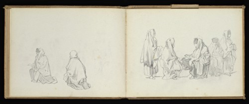 Sketchbook, Preziosi, Amadeo, 1816-1882, pencil, gray wash, white heightening, 1875, The sketchbook by Maltese artist Preziosi