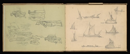 Sketchbook, Preziosi, Amadeo, 1816-1882, pencil, gray wash, white heightening, 1875, The sketchbook by Maltese artist Preziosi