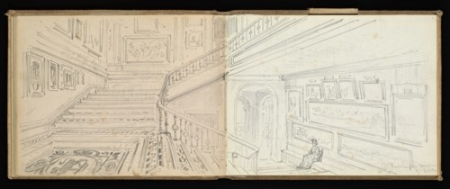 Sketchbook, Preziosi, Amadeo, 1816-1882, pencil, gray wash, white heightening, 1875, The sketchbook by Maltese artist Preziosi