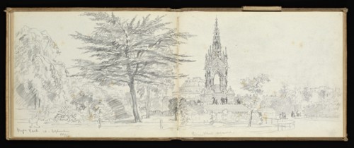 Sketchbook, Preziosi, Amadeo, 1816-1882, pencil, gray wash, white heightening, 1875, The sketchbook by Maltese artist Preziosi
