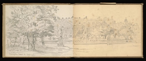 Sketchbook, Preziosi, Amadeo, 1816-1882, pencil, gray wash, white heightening, 1875, The sketchbook by Maltese artist Preziosi