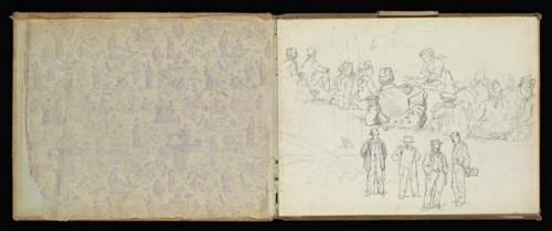 Sketchbook, Preziosi, Amadeo, 1816-1882, pencil, gray wash, white heightening, 1875, The sketchbook by Maltese artist Preziosi
