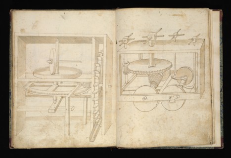 Edificij et machine, Martini, Francesco di Giorgio, 1439-1501, brown ink and wash, ca. 1475-ca. 1480