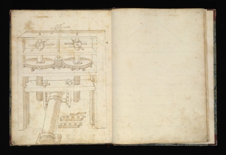 Edificij et machine, Martini, Francesco di Giorgio, 1439-1501, brown ink and wash, ca. 1475-ca. 1480