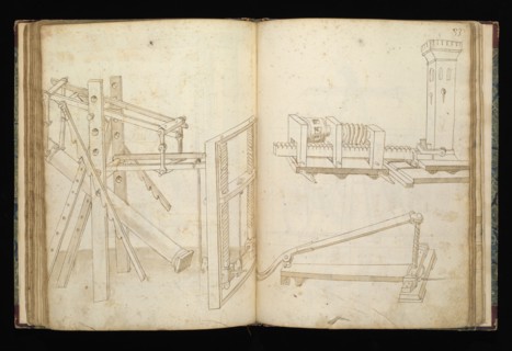 Edificij et machine, Martini, Francesco di Giorgio, 1439-1501, brown ink and wash, ca. 1475-ca. 1480