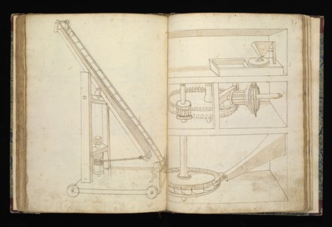 Edificij et machine, Martini, Francesco di Giorgio, 1439-1501, brown ink and wash, ca. 1475-ca. 1480
