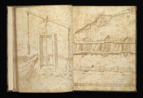 Edificij et machine, Martini, Francesco di Giorgio, 1439-1501, brown ink and wash, ca. 1475-ca. 1480