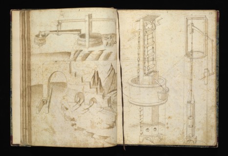 Edificij et machine, Martini, Francesco di Giorgio, 1439-1501, brown ink and wash, ca. 1475-ca. 1480