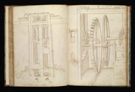 Edificij et machine, Martini, Francesco di Giorgio, 1439-1501, brown ink and wash, ca. 1475-ca. 1480