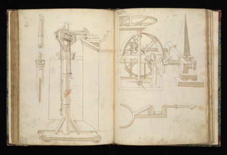Edificij et machine, Martini, Francesco di Giorgio, 1439-1501, brown ink and wash, ca. 1475-ca. 1480
