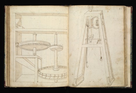 Edificij et machine, Martini, Francesco di Giorgio, 1439-1501, brown ink and wash, ca. 1475-ca. 1480