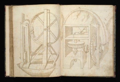 Edificij et machine, Martini, Francesco di Giorgio, 1439-1501, brown ink and wash, ca. 1475-ca. 1480