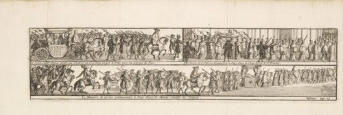Views of three papal processions, Histoire des conclaves depuis Clement V. jusqu'à présent: enrichie de plusieurs memoires