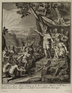 Le premier Ynca Manco Capac et la Reine Coya Mama Oello Huaco son Epouse tous deux Enfans du Soleil rassemblent les sauvages