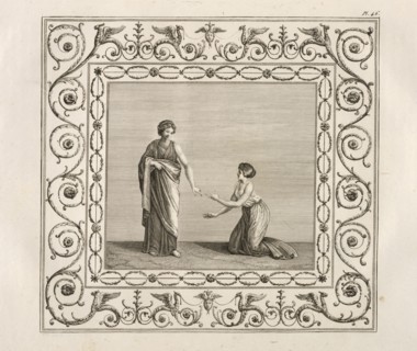 Planche 46: deux femmes, Description des bains de Titus, ou, Collection des peintures trouvées dans les ruines des thermes