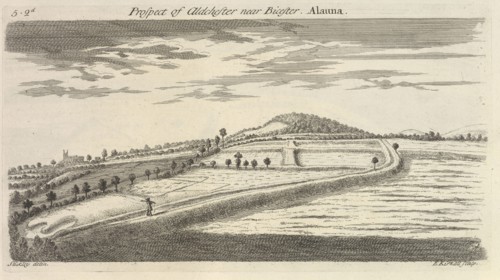 Prospect of Aldchester near Bicester. Alauna, Itinerarium curiosum or, An account of the antiquities, and remarkable curiosities