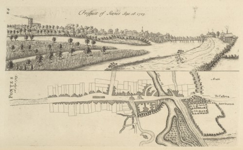 Prospect of Stanes Sept. 16. 1723, Itinerarium curiosum or, An account of the antiquities, and remarkable curiosities in nature