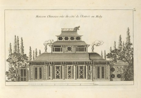 Maison Chinoise vûe du côté de l'Entrée au Midy, Detail des nouveaux jardins à la mode, Le Rouge, Georges-Louis, Engraving, 1776