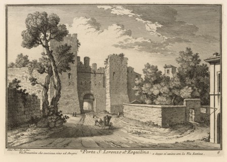 Porta S. Lorenzo ot Esquilina, Delle magnificenze di Roma antica e moderna, Vasi, Giuseppe, 1710-1782, Engraving, 1747-1761