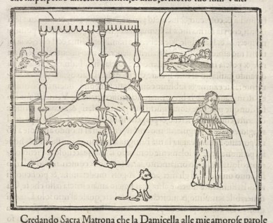 Woman and Dog in Domestic Interior with Landscape Views, La Hypnerotomachia di Poliphilo: cioè pvgna d'amore in sogno, dov'egli