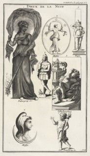 Dieux de la nuit, L'antiquité expliquée et représentée en figures, Montfaucon, Bernard de, 1655-1741, Engraving, 1719. Plate no