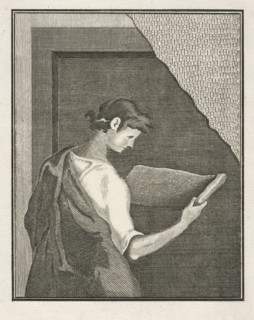 Young scholar reading a scroll, Delle antichità di Ercolano, Engraving, c. 1757-1792
