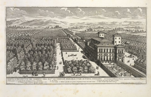 Veduta e Prospettiva del Giardino dell' Ecc. Sig. Prencipe Borghese Fuori di Porta Pinciana, Li giardini di Roma: con le loro