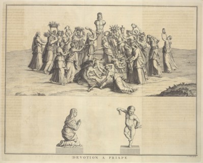 Devotion to Priapus, Ceremonies et coutumes religieuses de tous les peuples du monde, unknown, Engraving, 1723-1743, Plate, 23