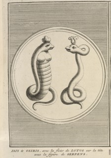 Isis and Osiris in the Likeness of Snakes, with Heads Crowned by Lotus Flowers, Ceremonies et coutumes religieuses de tous les