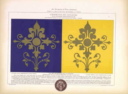 Complimentary colors purple and yellow, L'harmonie des couleurs, Guichard, Édouard, b. 1815, Chromolithograph, 1880, Plate
