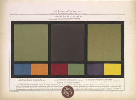 Complimentary colors blue and orange, red and green, purple and yellow, L'harmonie des couleurs, Guichard, Édouard, b. 1815