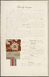 French textile manuscript, ca. 1820, This manuscript, an instruction manual for a school associated with a manufactory