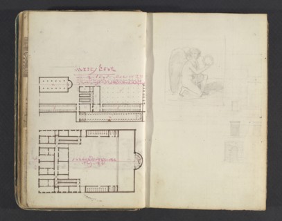 Sketchbook, Percier, Charles, 1764-1838, pencil, ink, wash, 1790, The sketchbook, attributed to the architect Charles Percier