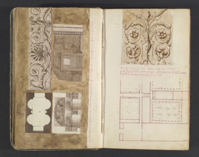 Sketchbook, Percier, Charles, 1764-1838, pencil, ink, wash, 1790, The sketchbook, attributed to the architect Charles Percier
